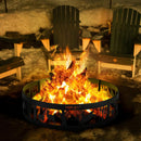 36" Metal Fire Pit Ring Deer w/Extra Poker Bonfire Liner for Campfire OP70842