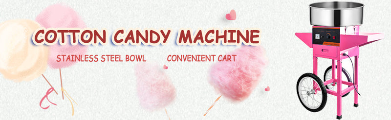 Electric Cotton Candy Floss Maker Machine with Cart Sugar Scoop and Stainless Steel 21"Drawer