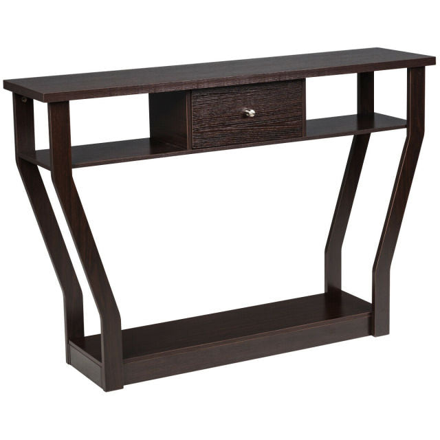 Accent Console Table Modern Sofa Entryway Hallway Wood Display Desk with Drawer
