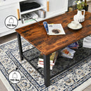 Coffee Table Console Table with Storage Shelf and Metal Frame Wood Look Brown