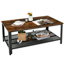 Coffee Table Console Table with Storage Shelf and Metal Frame Wood Look Brown