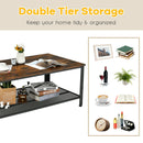 Coffee Table Console Table with Storage Shelf and Metal Frame Wood Look Brown