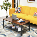 Coffee Table Console Table with Storage Shelf and Metal Frame Wood Look Brown
