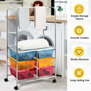 6 Drawer Rolling Storage Cart w/Hanging Bar Office School Organizer HW65858