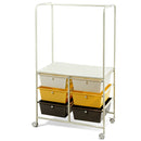 6 Drawer Rolling Storage Cart w/Hanging Bar Office School Organizer HW65858