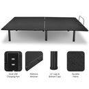 Adjustable Bed Base Head & Foot Remote Control Steel Frame USB Queen EP24938US