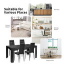 5pcs Dining Set Wood Table and 4 Fabric Chairs Home Kitchen Modern