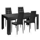 5pcs Dining Set Wood Table and 4 Fabric Chairs Home Kitchen Modern