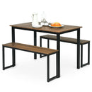 3pcs Dining Table Set Modern Studio Collection Table and 2 Bench Nature