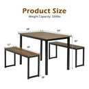 3pcs Dining Table Set Modern Studio Collection Table and 2 Bench Nature