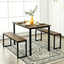 3pcs Dining Table Set Modern Studio Collection Table and 2 Bench Nature