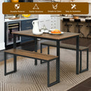 3pcs Dining Table Set Modern Studio Collection Table and 2 Bench Nature