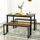 3pcs Dining Table Set Modern Studio Collection Table and 2 Bench Nature
