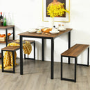 3pcs Dining Table Set Modern Studio Collection Table and 2 Bench Nature