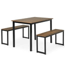 3pcs Dining Table Set Modern Studio Collection Table and 2 Bench Nature
