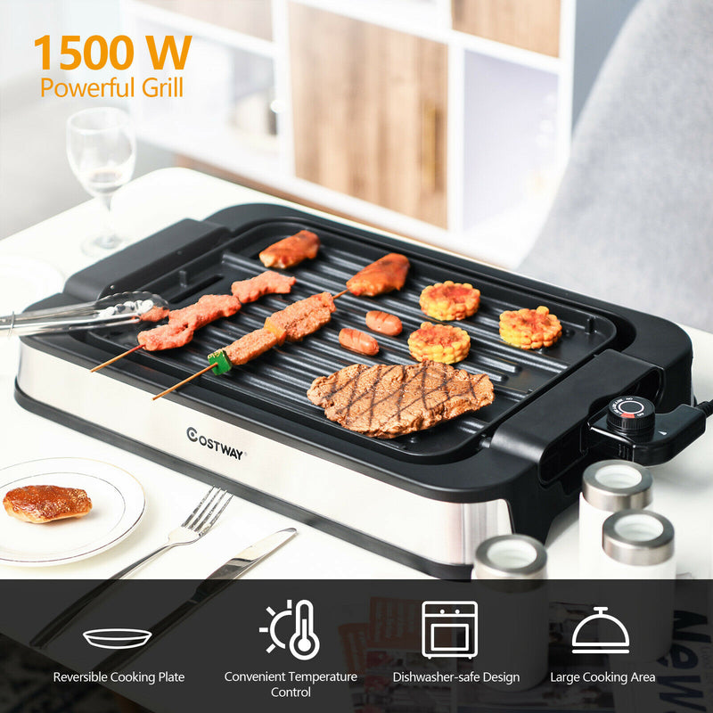 1500W Smokeless Indoor Grill Electric Griddle w/ Non-stick Cooking Plate