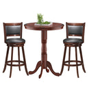 3pcs Pub Table Set 30" Round Bar Height Table & 2pcs Swivel Bar Stools HW58966+KC52729+