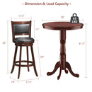 3pcs Pub Table Set 30" Round Bar Height Table & 2pcs Swivel Bar Stools HW58966+KC52729+