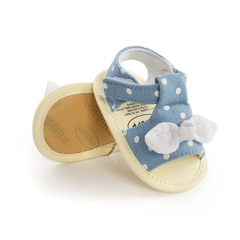 Summer Toddler Baby Girls Bow Plaid Breathable Anti-Slip Soft Soled Sandals