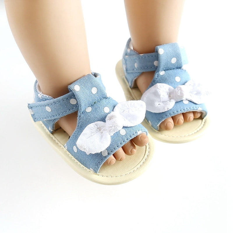 Summer Toddler Baby Girls Bow Plaid Breathable Anti-Slip Soft Soled Sandals