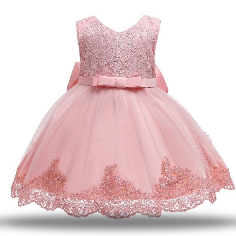 Baby Dress Bowknot Flower Dresses Lace Pageant Party Wedding Flower Girl Tutu Gown