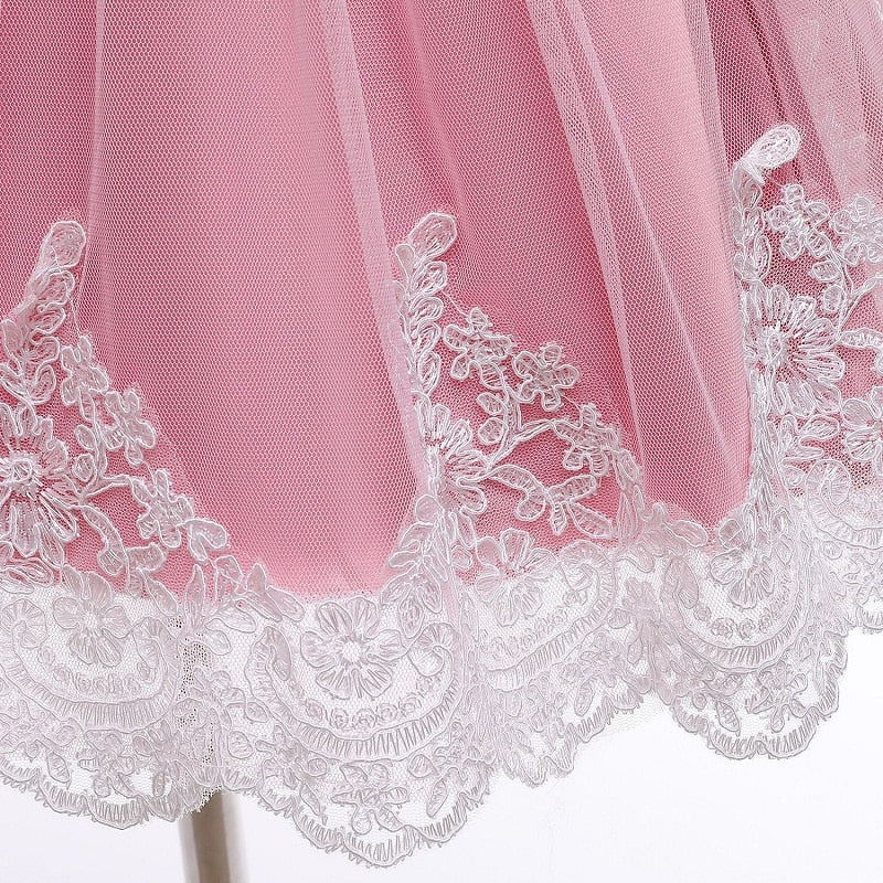 Baby Dress Bowknot Flower Dresses Lace Pageant Party Wedding Flower Girl Tutu Gown