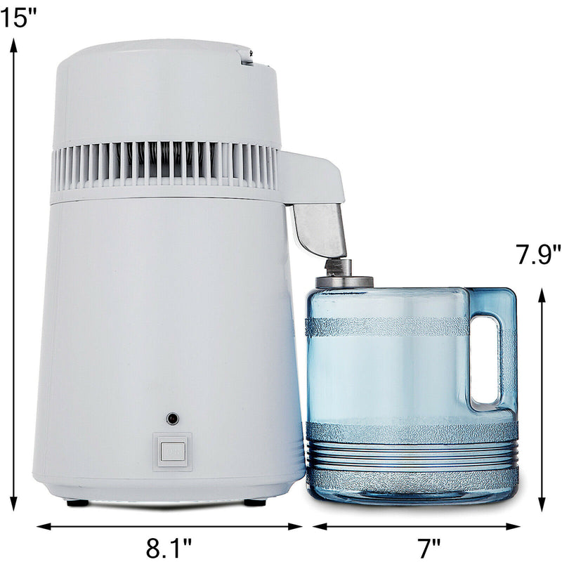 4L Pure Water Bottle Filter Distiller Purifier Softener Treatment Stainless Steel for Medical Home