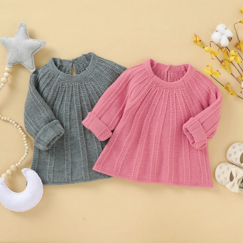 Baby Girl  Sweater Autumn Winter Warm Colthes Kids Casual Sweaters Solid Pattern Knitted Outerwear Clothes