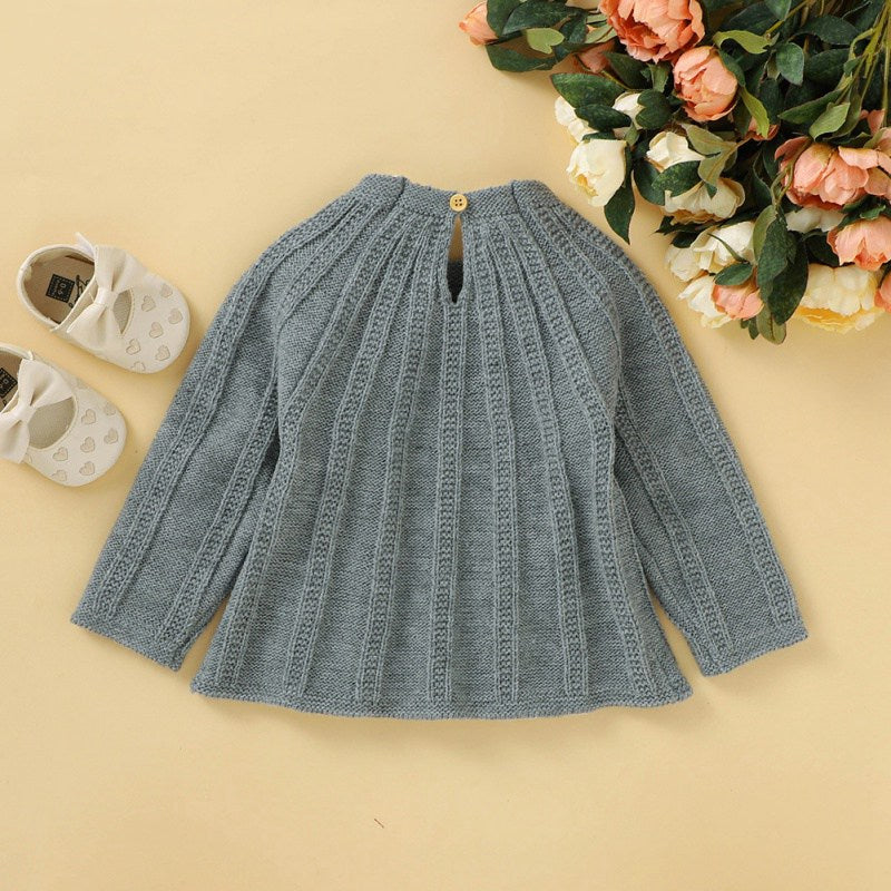 Baby Girl  Sweater Autumn Winter Warm Colthes Kids Casual Sweaters Solid Pattern Knitted Outerwear Clothes