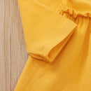 Autumn Baby Girl Casual Costume Long Sleeve Solid Blouse Dress+Floral Print Pants+Headband Set Hot Sale