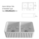Rectangular Ceramic Double Basin Kitchen Sink w/ Basket Strainer