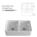 Rectangular Ceramic Double Basin Kitchen Sink w/ Basket Strainer