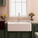 Rectangular Ceramic Double Basin Kitchen Sink w/ Basket Strainer