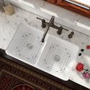 Rectangular Ceramic Double Basin Kitchen Sink w/ Basket Strainer