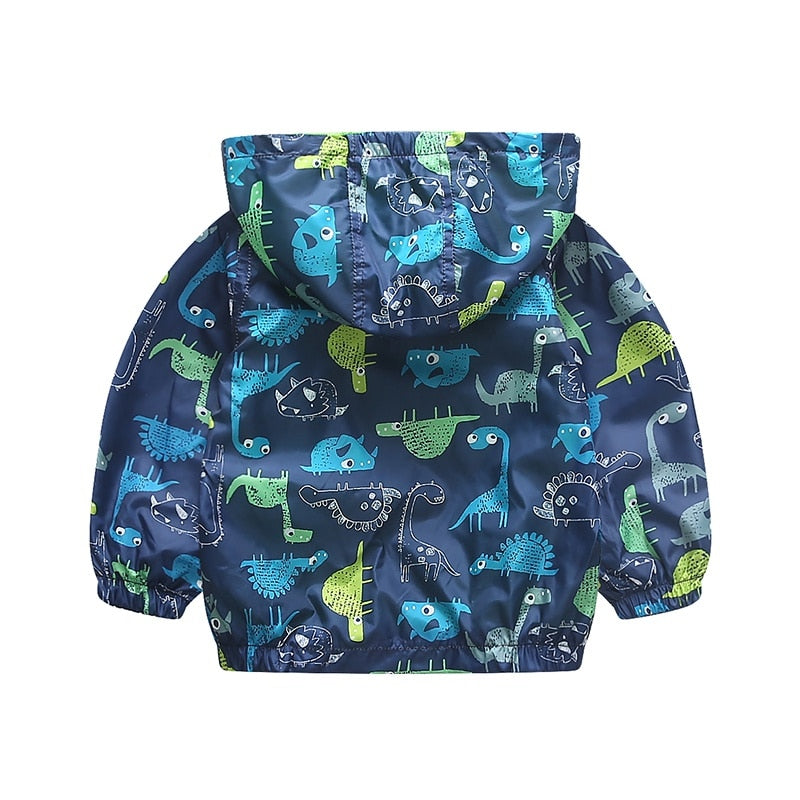 Cute Animal Windbreaker Kids Boys Jacket Dinosaur Baby Outerwear Coats Hooded Children 90-120cm New Arrival