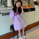 Girls Fake Two Purple Short-sleeved Princess Dresses In Summer