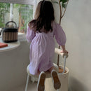 Girls Fake Two Purple Short-sleeved Princess Dresses In Summer