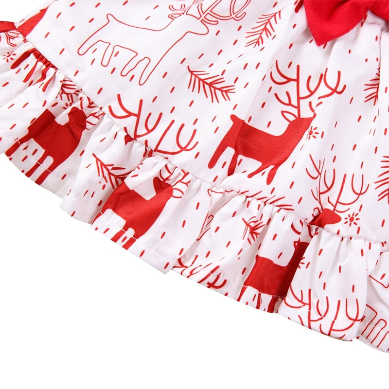 Children\'s  Baby Christmas Elk Flying Sleeve Romper Sling Red New Arrival