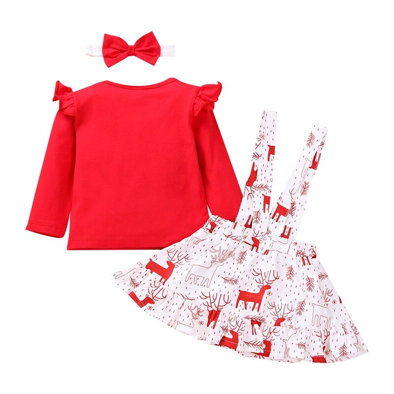 Children\'s  Baby Christmas Elk Flying Sleeve Romper Sling Red New Arrival