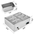 2/3/4/6 Pan Electric Catering Food Warmer Steam Table Stainless Adjustable Temperature 30-110℃