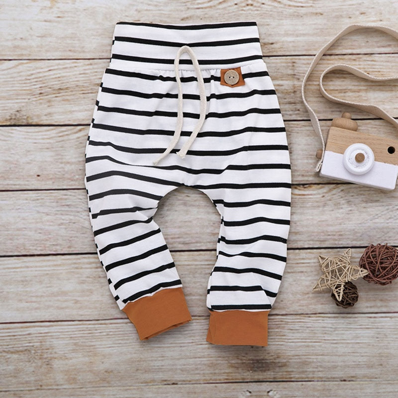 New Spring Autumn Casual Baby Striped Printing Long Sleeve Hoodie And Trousers Kid Two-piece Outfit Cute Set