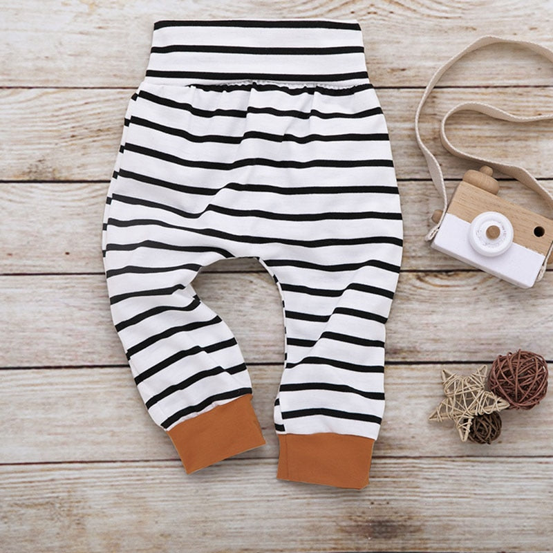 New Spring Autumn Casual Baby Striped Printing Long Sleeve Hoodie And Trousers Kid Two-piece Outfit Cute Set