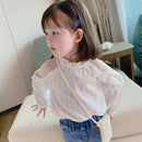 Girls' Korean Sweet Lace Shirt Pure White