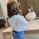 Girls' Korean Sweet Lace Shirt Pure White
