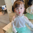 Girls' Korean Sweet Lace Shirt Pure White