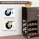 Rolling Kitchen Island Serving Cart Storage Cabinet w/ Wine Rack HW67062