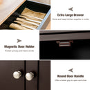 Rolling Kitchen Island Serving Cart Storage Cabinet w/ Wine Rack HW67062