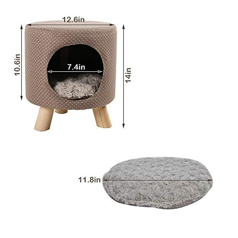 Pet Cat Dog House Kitten Puppy Nest Bed Kennel with Soft Comfort Cushion Easy to Assemble