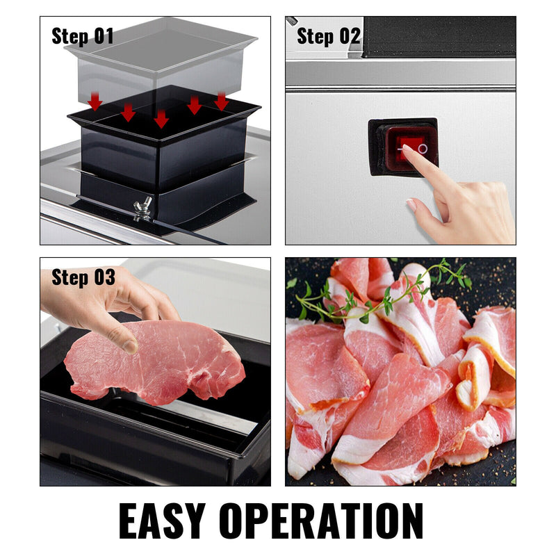 331 LBS/H Electric Ham Meat Slicer 850W Cold Cutter 2.5-10MM Blade Stainless for Fish Beef Pork