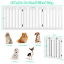 24" Folding Wooden Freestanding Dog Gate Pet Gate W/360° Flexible Hinge